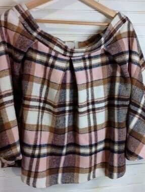 Pink Plaid Circle Skirt with Brown & Cream Accents